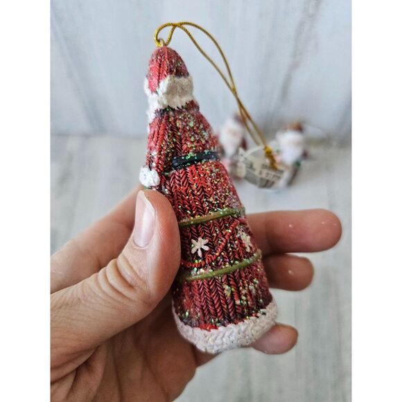 Santa glitter ornament set Xmas tree - Picture 3 of 11